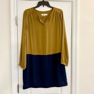 LOFT Colorblock Pullover Long Sleeve Shift Style Dress Size S